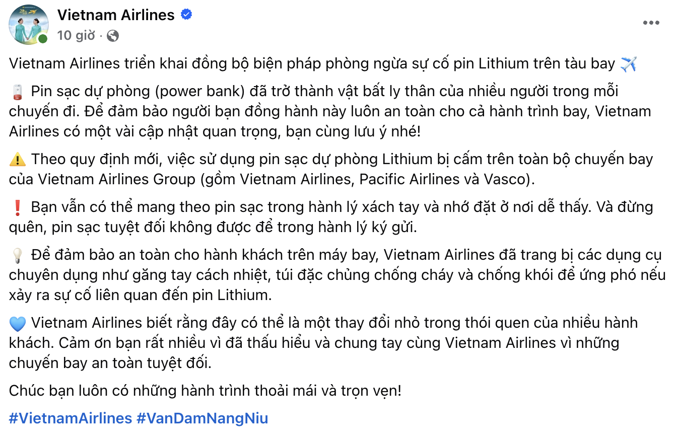 Vietnam Airlines đưa ra thông báo quan …